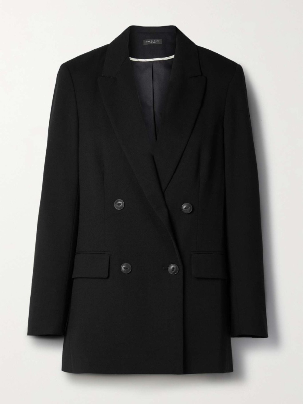 NEW Rag & Bone Icons Andie Wool Blend Twill Blazer Black 2